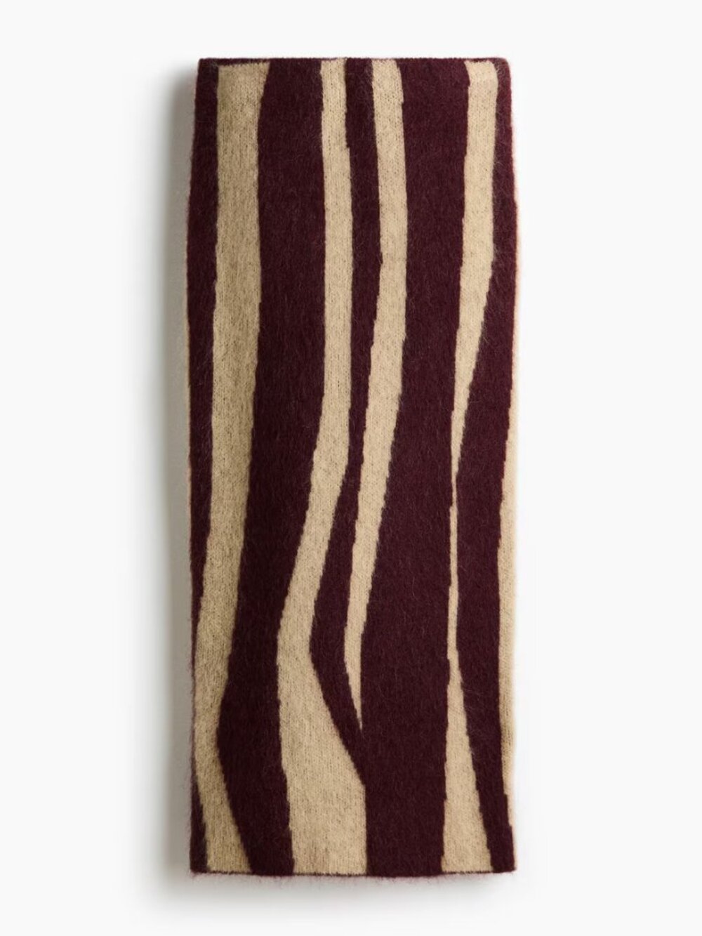 Women's Burgundy/zebra print Jacquard-Knit Mohair-Blend Skirt Size S